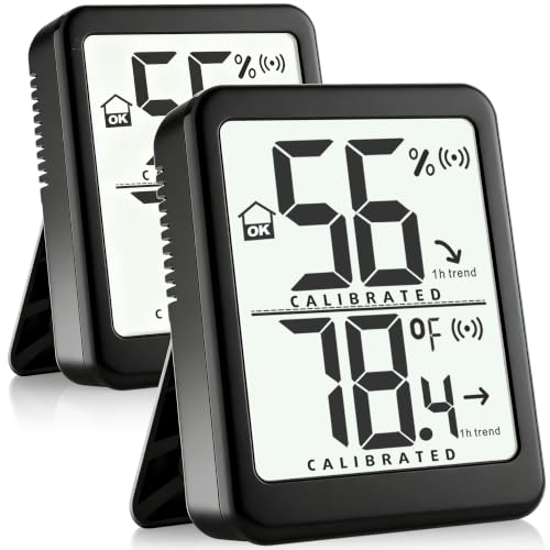 Antonki 2 Pack Room Thermometer Small Hygrometer Indoor Humidity Monitor Sensor, Digital Temperature and Humidity Meter Gauge for Home, Baby Nursery, Reptile, Greenhouse - Battery Included