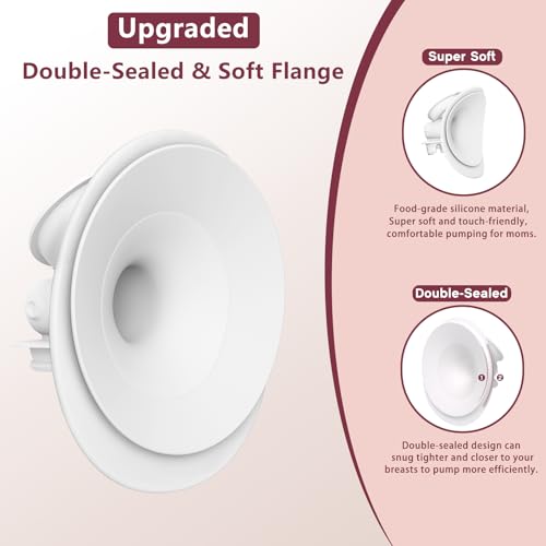 1PC 24mm Double-Sealed Flange Compatible with Momcozy Upgraded Mobile Flow | Upgraded M9, M9 24mm Flange, BPA Free Silicone, Soft Touch, Wide Opening Angel - size: 1pcs Flange-24mm