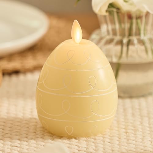 Luminara Easter Egg Candle - Lemon Chiffon 3.1" x 4.3" - Flameless Real-Flame Holiday - Inspired Decor - AA Batteries - Flickering LED Flame - color: Lemon Chiffon