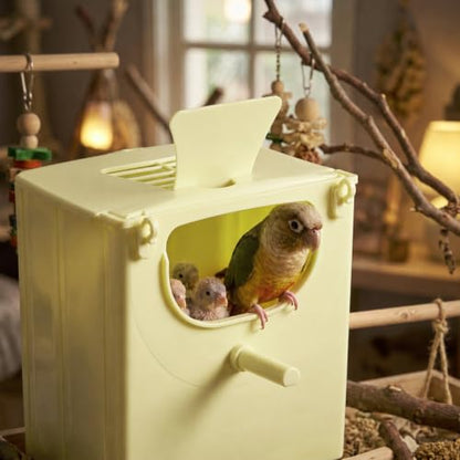 Ipetboom 4Pcs Plastic Birds Nesting House Parakeet Nesting Box Bird Finch Nest Breeding Box Cage Breeding for Cockatiel Parrot, 13X10X13cm/5.1X3.9X5.1in
