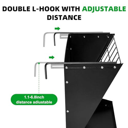 RYFT Wall Mount Hay Feeder, 2 in 1 Heavy-Duty Galvanized Hay & Grain Livestock Feeder, Hay Rack for Goats, Sheep, Horse, Cattle
