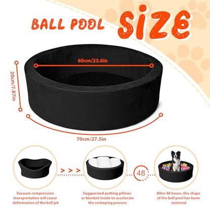 Pet Beds, 27.5 Inch Round Foam Sof Dog Beds，Suitable for Small Dog & Cat Play in The Ball Pit，Black - Ideal for Puppies and Kittens（Balls Not Included）... - color: Black