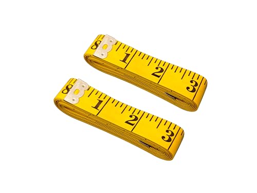 2 Pack Soft Tape Measure Double Scale 120-inch/300cm, Fabric Craft Tape Measure & Medical Body Measurement, Sewing Flexible Vinyl Ruler & Measuring Tape for Body Weight Loss (Yellow*2) - color: Yellow*2