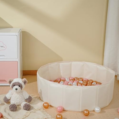 Ball Pit for Toddlers Babies Dogs Cats Iinfant Children, Foldable Ball Pits Play Tent, Crawl Playpen Ball Pool with Storage Bag, Surprise for Boys Girls Festival (Balls Not Included), Beige - color: Beige
