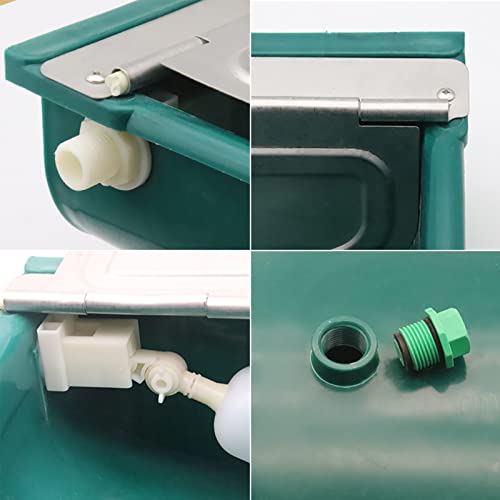 Plastic Automatic Water Bowl with Stainless Steel lid, Livestock Waterer for Cattle Horse Goat Sheep Dog, Water Trough Bowl with Float Valve (No Pipe)
