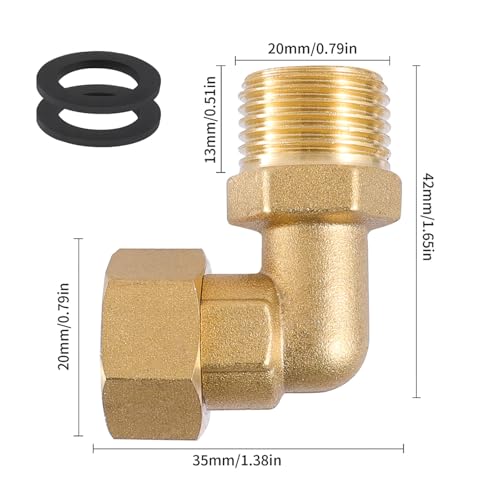 2-Pack Clawfoot Tub Faucet Elbow Adapter Installation Kit, 1/2" IPS Female to 1/2" IPS Male Connector, Brass 90-Degree Water Line Fittings for Bathtub or Shower, 1 Pair - size: 2 Gold
