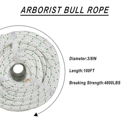 3/8 Inch x 100 Feet 4800Lbs Double Braid Polyester Strong Pulling Strength Rope - color: White, size: 3/8" 100ft