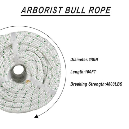 3/8 Inch x 100 Feet 4800Lbs Double Braid Polyester Strong Pulling Strength Rope - color: White, size: 3/8" 100ft