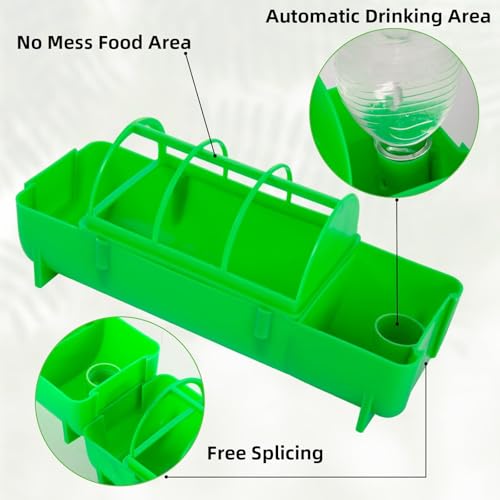 4 Pack 2-in-1 Chicken Feeder and Waterer Kit, Spliceable No Waste Quail Feeder Automatic Waterer, Chick Coop Accessories for Chicken, Ducks, Quail and Pigeons - color: Green