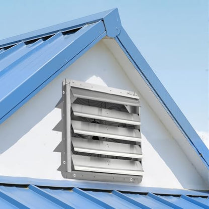 VEVOR 20'' Exhaust Fan, Wall Mounted Attic Fan with Variable Speed, 3000 CFM, Automatic Shutter, Ventilation and Cooling, Silver, Fan Only - size: 20 Inch