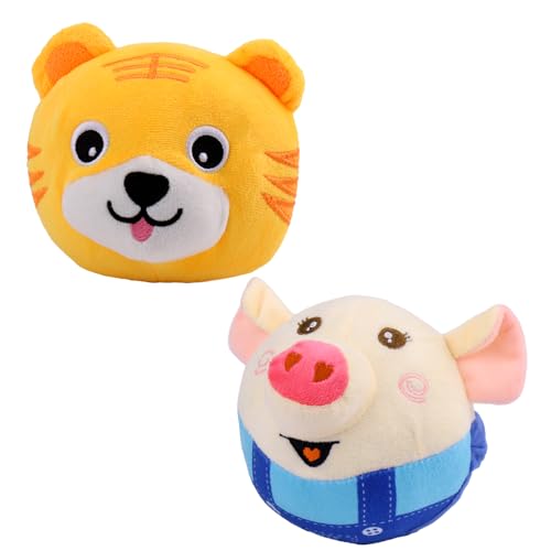 Mity rain Interactive Dog Ball Cover, Replacement Covers Only for Bouncing Ball (Blue Pig+Tiger) - style: Blue Pig+Tiger