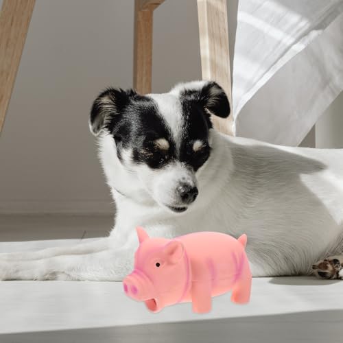 Latex Pig Dog Chew for Teeth Cleaning and Stress Relief Interactive Squeaky Puppy for Indoor Play and Cage Use Pink Cartoon Molar for Aggressive Chewers