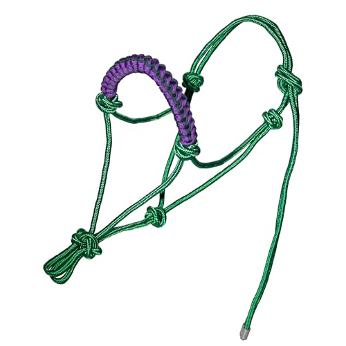 Rope Halters for Horses,Durable Design, Multiple, Beautiful Hand Braided,Horsehead Rope Halter - color: Intense Green, size: Standard