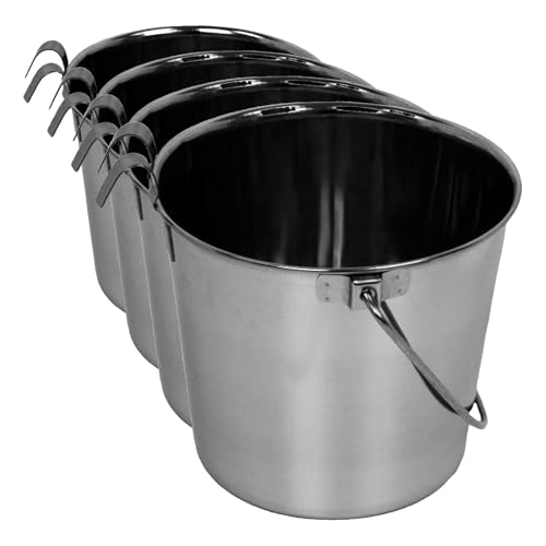 Advance Pet Products Heavy Stainless Steel with 2 Hook Bucket, 1 Quart Flat (Pack of 4) - size: 1 Quart (Pack of 4)