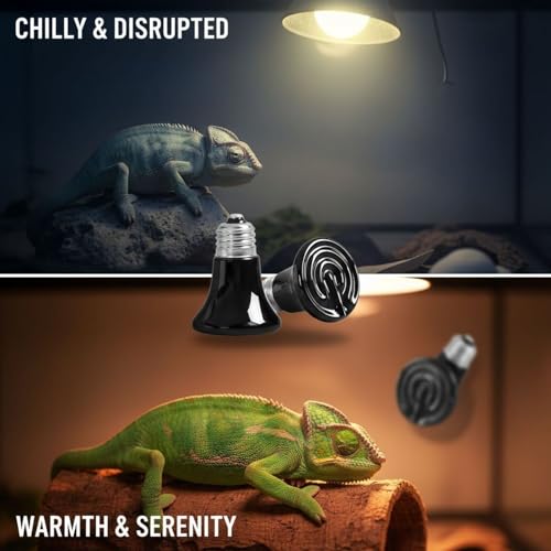 2 Pcs Mini Ceramic Heat Emitter, 75W E26 Socket, Anti-Scald Safe Heating Bulb, Infrared Reptile Heat Lamp, No Light for Pet, Chicken, Lizard, Turtle Brooder Coop Heater