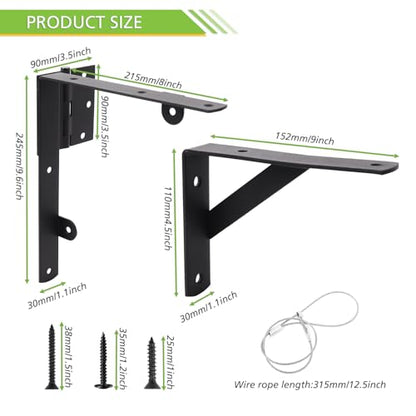 Fence Gate Kit, Anti Sag Gate Kit for Wooden Fence; Heavy Duty Gate Kit with Gate Latch; Gate Hardware for Wooden Gate Fence, Driveway Gates, Shed Doors, Corral Gates, Wood Windows Set of 2