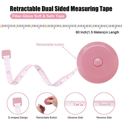 Tape Measure Body Measuring Tape, Retractable 60 Inch Soft Mini Measuring Tape, Small Sewing Fabric Tape Ruler for Cloth Waist Medical Nursing Craft(12 Pack) - color: 12 Colors Package