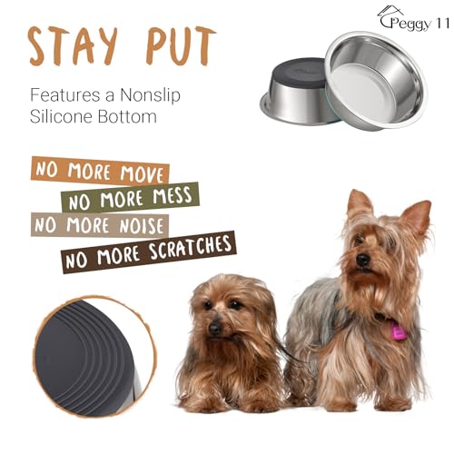 PEGGY11 Deep Stainless Steel Anti-Slip Dog Bowls - 2-Pack, 2 Cups - size: 2 Cups
