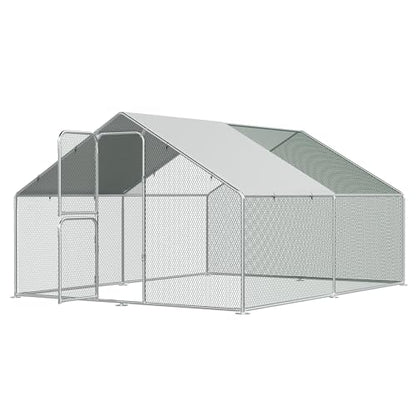 Chicken Coop Walk-in Chicken Runs for Yard with Waterproof Cover for 10/20 Chickens Large Metal Chickens Pen with Security Lock Poultry Cage