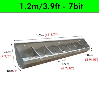 Farm Feeding Troughs/Livestock Food Trough with Divider, 3.3ft/ 5bit - 6.6ft/ 10bit Large Capacity Pig Feeders and Waterers for Outside/Shepherds/Pigsty, Easy to Clean(1.2m/3.9ft 7bit) - size: 1.2m/3.9ft 7bit