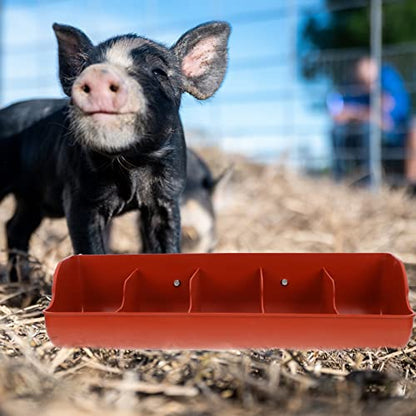 2pcs Pig Feed Trough Farm Sheep Water Bowls Plastic Fence Livestock Feeder Pig Feeder Animal Chicken Chicken Playpen Compartment Manger Porous Pp Tray - color: Brown 2pcs, size: 54x16cm
