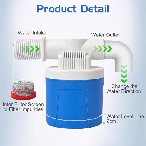1/2" Side Inlet Water Float Valve, 2 Pack Automatic Water Level Control Valve For Water Tank Water Trough Pool Livestock Troughs Distille Solar Energy Auto Pot Aquarium - size: 1/2" Side Inlet (2 Pack)