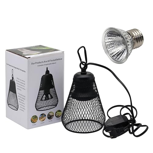 Reptile Heat Lamp Guard Reptile Reptile Light Fixture UVB Reptile Turtle Heating Light Dome Lamp Cap Covers Max 200 Watt with one 25w Bulb for Bearded Dragon Turtle Snakes Frogs Chicks