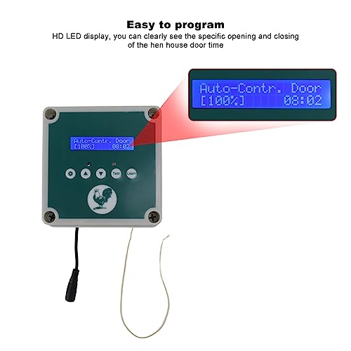 Agatige Automatic Chicken Coop Door Controller, IP44 Cage Opener Remote Control Poultry House Door Actuator Motor Kit with Timer Light Sensor for Chicken, Duck, Goose
