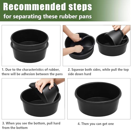 Sadnyy 4 Pcs Rubber Feeder Pan, Rubber Feed Pan Utility Horse Feed Bucket Dog Bowl Horse Feeder for Cats Dogs Goats Chicken Dust Bath Container Animal Feeding, 10.6 x 4.1 Inch(4 Quart/ 1 Gallon) - size: 4 Quart/ 1 Gallon
