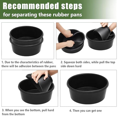 Sadnyy 4 Pcs Rubber Feeder Pan, Rubber Feed Pan Utility Horse Feed Bucket Dog Bowl Horse Feeder for Cats Dogs Goats Chicken Dust Bath Container Animal Feeding, 10.6 x 4.1 Inch(4 Quart/ 1 Gallon) - size: 4 Quart/ 1 Gallon