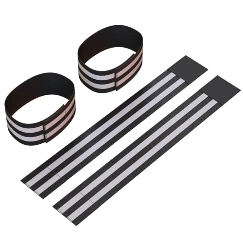Reflective Ankle Bands (4 Bands/2 Pairs) | High Visibility and Safety for Jogging/Cycling/Walking etc | Works as Wristbands, Armband, Leg Straps | Accessories for Sports/Running Gear - color: Neon Black