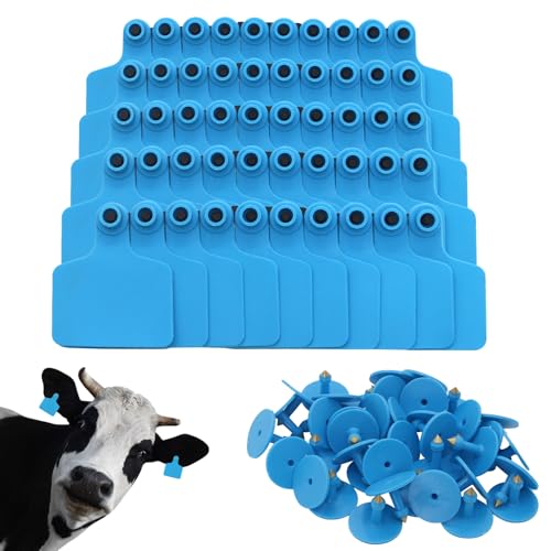 100PCS Identification TPU Precision Blank Cattle Ear Tags for Cattle Goats Sheep Pigs Hogs Calf Cows Tags Livestock (Blue) - color: Blue