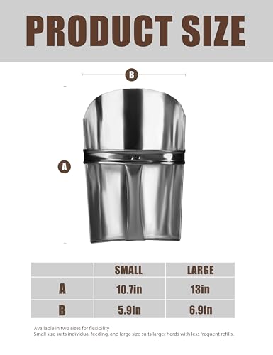 Tackmore 2/Pack Galvanized Feed Scoops for Horses,Feed Scoop for Livestock Heavy Duty Stackable 2 Sizes Metal Feed Scoop