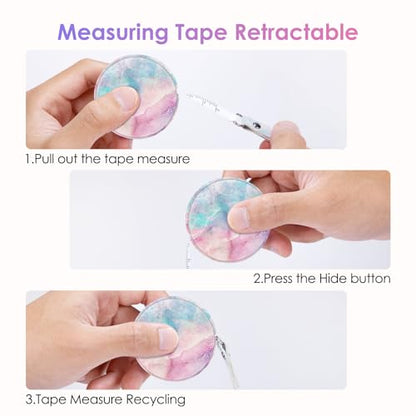 Sewing Tape Measure，Colour Printed Small Retractable Soft Measuring Tape for Tailor Cloth Fabric Body Measurements. - color: Coloured Marble