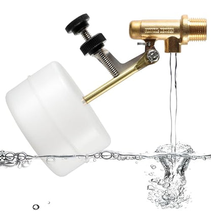 Float Tec Control Devices T26 EZ Adjustment Brass Float Valve 3/8" NPT Male Threads 3" Arm Autofill, Water Filler Leveler, Pools, Spas, Water Tanks, Water Foutain Fit 6" Canister
