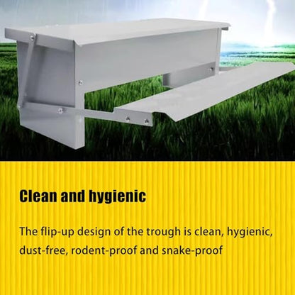 Treadle Feeder for Chickens - Rainproof Trough with Lid,Automatic Treadle Chicken Feeder - for Garden Farm Coop Outdoor Habitat Enclosure Backyard