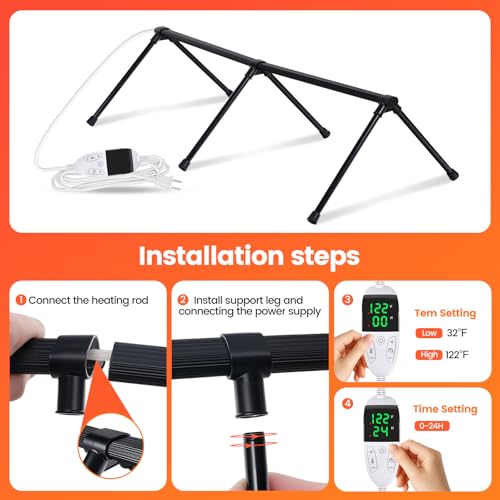 Heated Chicken Perch for Coop Thermo Heated Roosting Bar for Chickens Adjustable Temperature Heated Perch for Chicken Prevents Frozen Toes, Overheat Protection Chick Warm Coop Accessories
