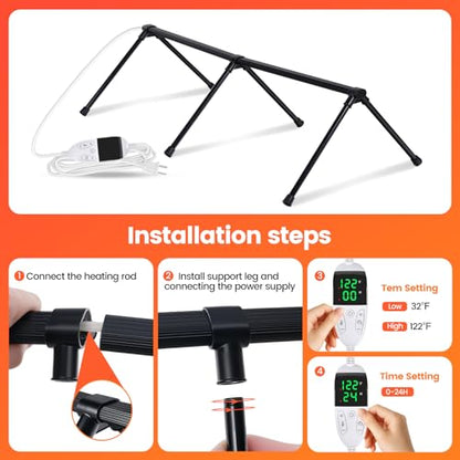 Heated Chicken Perch for Coop Thermo Heated Roosting Bar for Chickens Adjustable Temperature Heated Perch for Chicken Prevents Frozen Toes, Overheat Protection Chick Warm Coop Accessories
