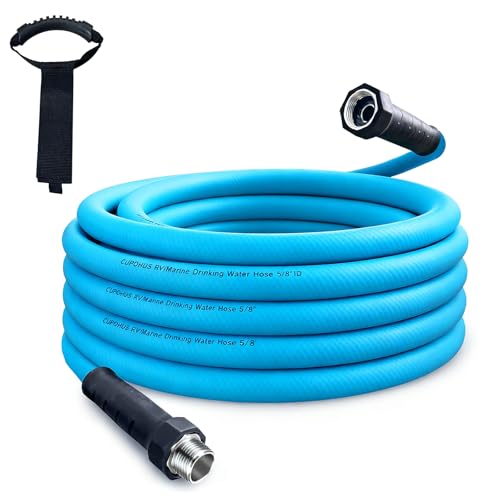 Cupohus RV Water Hose 35FT with Strain Relief Ends, Kink-Resistant Drinking Water Hose, 5/8''ID Potable Food Grade Hose with Storage Strap for RV, Marine, Camper, Truck, Car, Garden - color: Blue, size: 35FT
