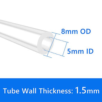 Quickun Pure Silicone Tubing, 5mm ID x 8mm OD High Temp Food Grade Tube Pure Silicone Hose Tube for Home Brewing, Beer Line, Kegerator, Wine Making, Aquaponics, Air Hose by Proper Pour (9.84 Ft) - size: 5mmx8mm, style: 9.84Ft (3meters)