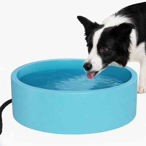 Large Heated Water Bowl for Dog & Cat, Outdoor Heated Dog Bowl with Chew Resistant Power Cord, Waterproof Heated Pet Bowl Smart Thermal-Dish in Winter for Dog Cat Chicken Birds, 108 OZ UL Certified - color: Turquoise
