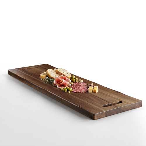 TIDITA 36” Large Serving Tray with Handles, XL Charcuterie Board - Acacia Wood Charcuterie Boards - Extra Large Serving Tray, Charcuterie Board Large for Fruit, Cheese, Meat, Decor (Walnut Color) - color: Walnut, size: 36" x 9.8" x 1"