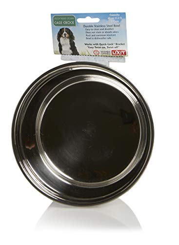 Lixit® Stainless Steel Kennel Food or Water Bowl - Non Spill Hanging Removable Crate Bowls - Carrier Cage Dish for Dogs or Cats for Feeding and Drinking (Stainless Steel, 40 Ounce (Pack of 2)) - size: 40 oz (Pack of 2)