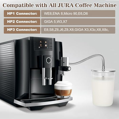 Glass Milk Container for Jura & Stainless Steel Milk Pipe Casing with HP3 Adapter, Compatible with Jura Coffee Machine Models: Z8, Z6, J6, S8, S80, E8, GIGA X8cG2 / X8G2/X3cG2 / X3G2, X8, X10, WE8 - style: Container+ Pipe Casing