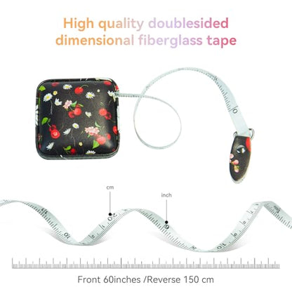 Mini Retractable Soft Tape Measure for Sewing, Fabric, Body Measurements - color: peony+Cherry