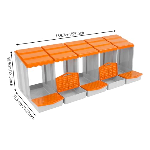 Chicken Nesting Boxes, 5 Compartment Nesting Boxes for Laying Eggs, Roll Away Nesting Box Egg Collection Tray, Wall Mount Poultry Roll Away Chicken Laying Boxes (Orange) - color: 5 Compartment Nesting Boxes (Orange)