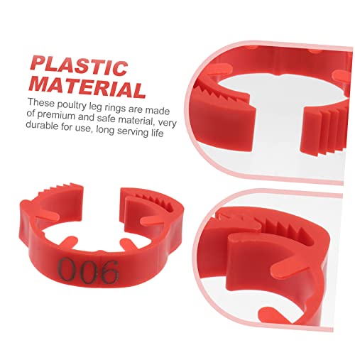 POPETPOP 100pcs Numbered Chicken Leg Rings Poultry Identification Bands for Chickens Ducks and Birds Sturdy Plastic Foot Rings Bright Colors for Easy Identification