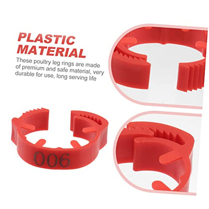 POPETPOP 100pcs Numbered Chicken Leg Rings Poultry Identification Bands for Chickens Ducks and Birds Sturdy Plastic Foot Rings Bright Colors for Easy Identification