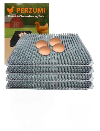 Washable Nesting Pads for Chicken Coop, 4-Pack, 13×11 in Chicken Laying Pads, Trim-to-Fit Open-Grid Design for Cleaner Eggs (Light Gray)