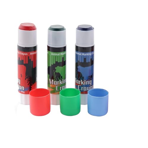 3Pack Livestock Marker, Farming Livestock Marking Tools Paint Accessorie for Pig Cattle Cow Sheep Horse Donkey Large Animal Crayons, Water Proof, Animal Skin Marking